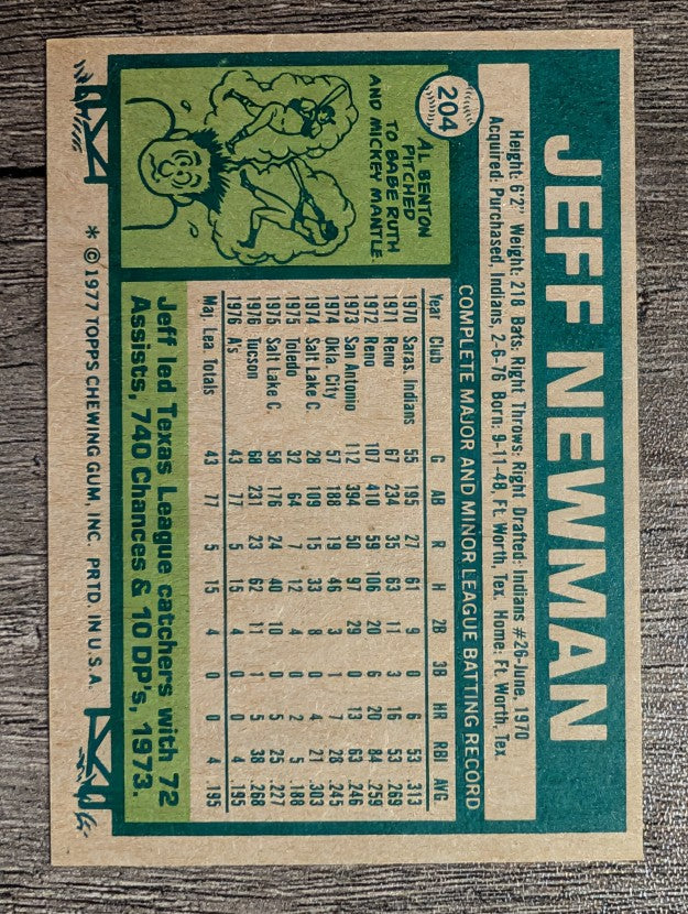 1977 Topps #204 Jeff Newman RC (EXMT)