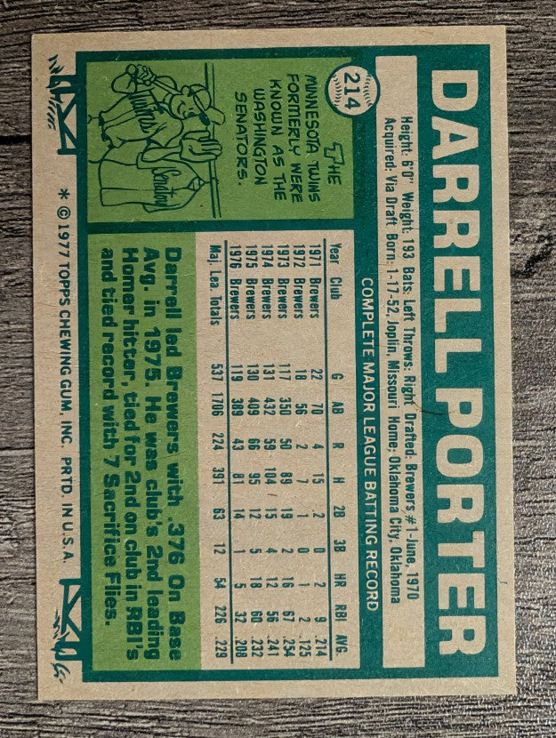 1977 Topps #214 Darrell Porter (NM)
