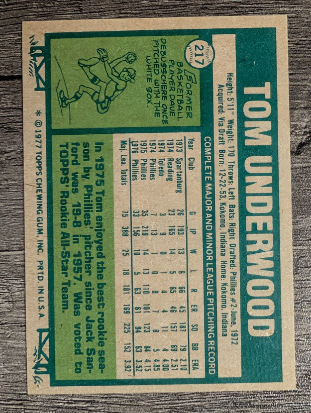 1977 Topps #217 Tom Underwood (EXMT)
