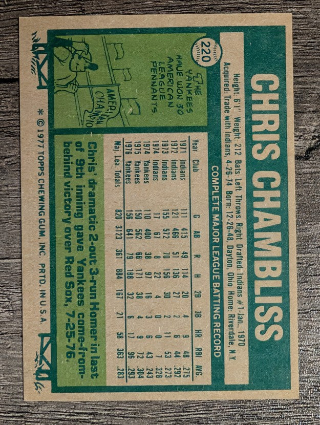 1977 Topps #220 Chris Chambliss (EX)