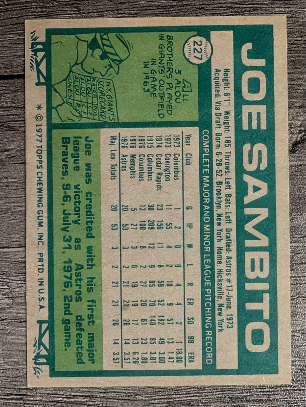 1977 Topps #227 Joe Sambito RC (EX)