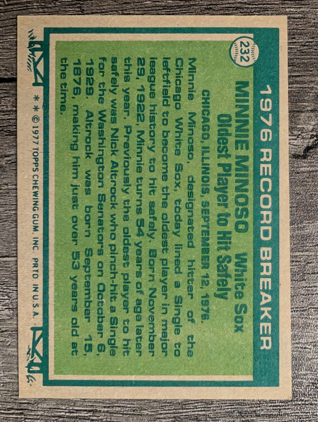 1977 Topps #232 Minnie Minoso RB (EXMT)