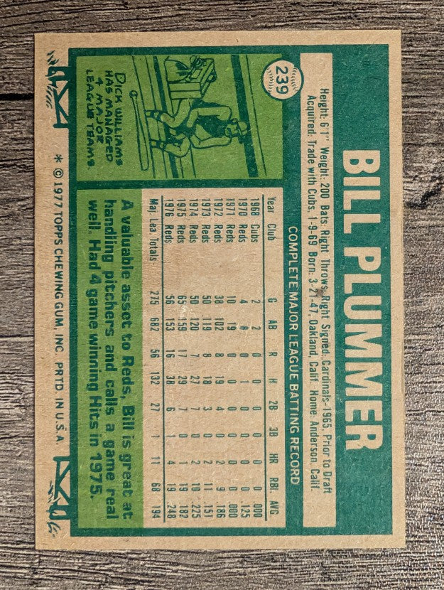 1977 Topps #239 Bill Plummer (NM)