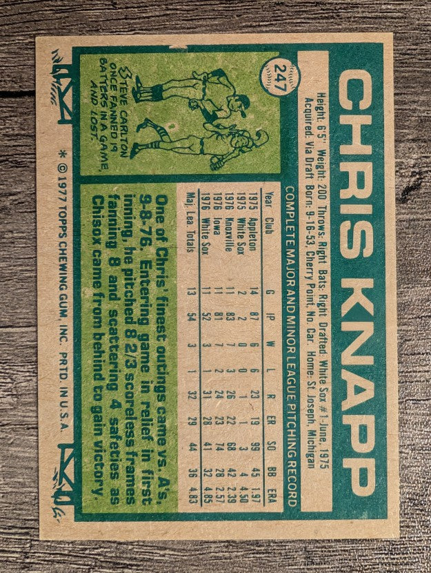 1977 Topps #247 Chris Knapp RC (NM)