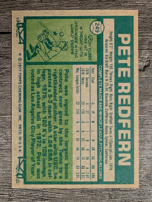 1977 Topps #249 Pete Redfern RC (NM)