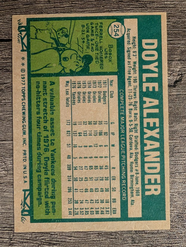 1977 Topps #254 Doyle Alexander (NM)
