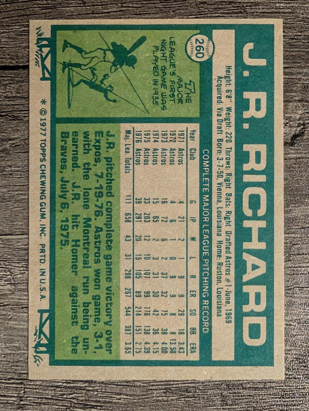 1977 Topps #260 J.R. Richard (EX)