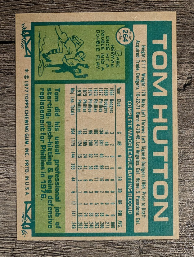 1977 Topps #264 Tom Hutton (EXMT)