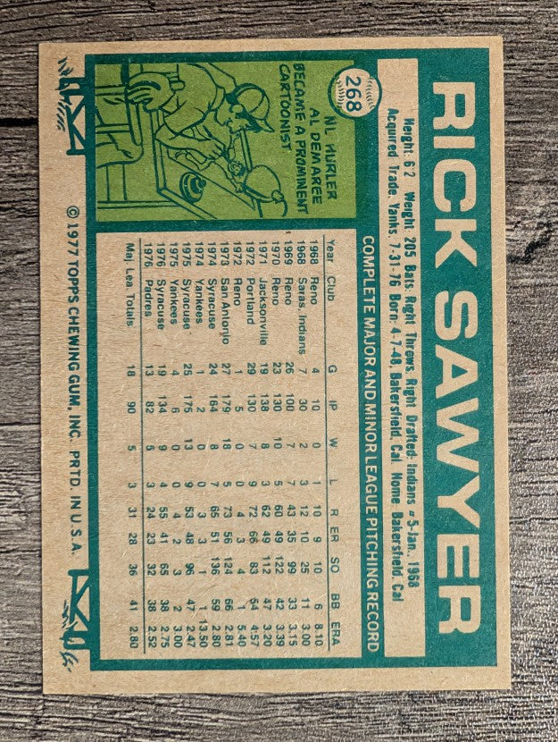 1977 Topps #268 Rick Sawyer RC (EXMT)