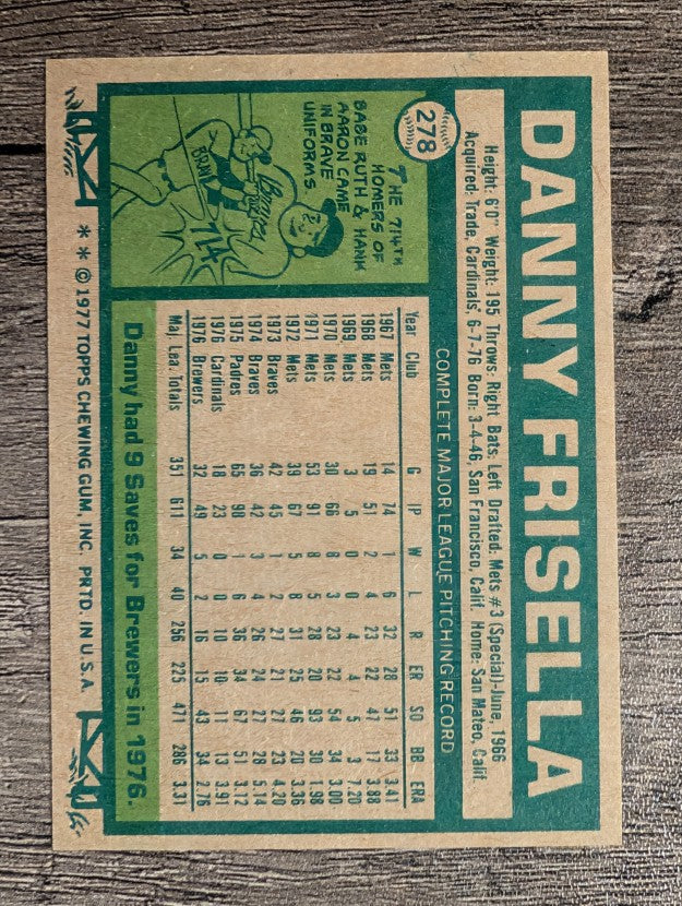 1977 Topps #278 Danny Frisella (EXMT)