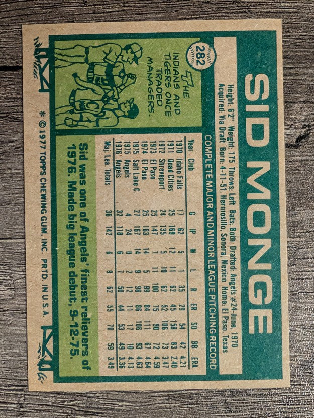 1977 Topps #282 Sid Monge (EXMT)