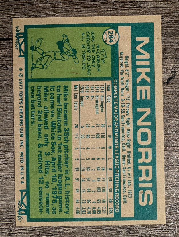 1977 Topps #284 Mike Norris (EX)