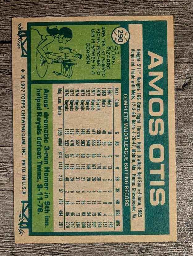 1977 Topps #290 Amos Otis (NM)