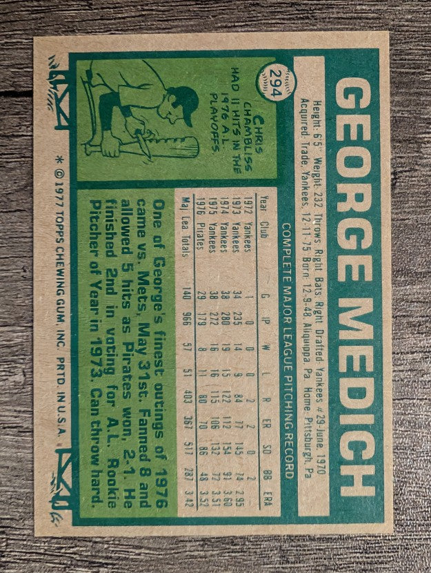 1977 Topps #294 George Medich (EXMT)
