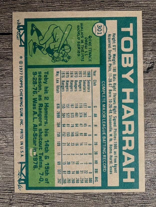 1977 Topps #301 Toby Harrah (NM)