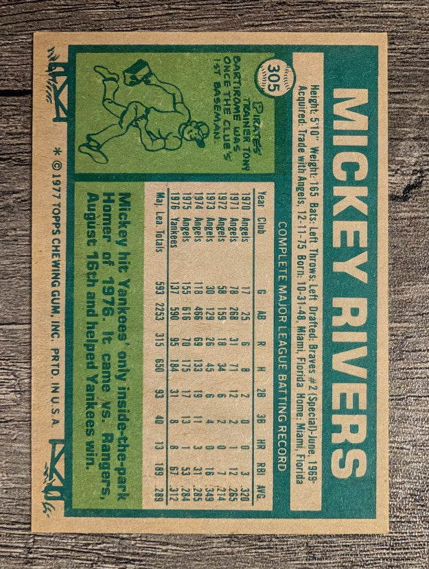 1977 Topps #305 Mickey Rivers (EXMT)