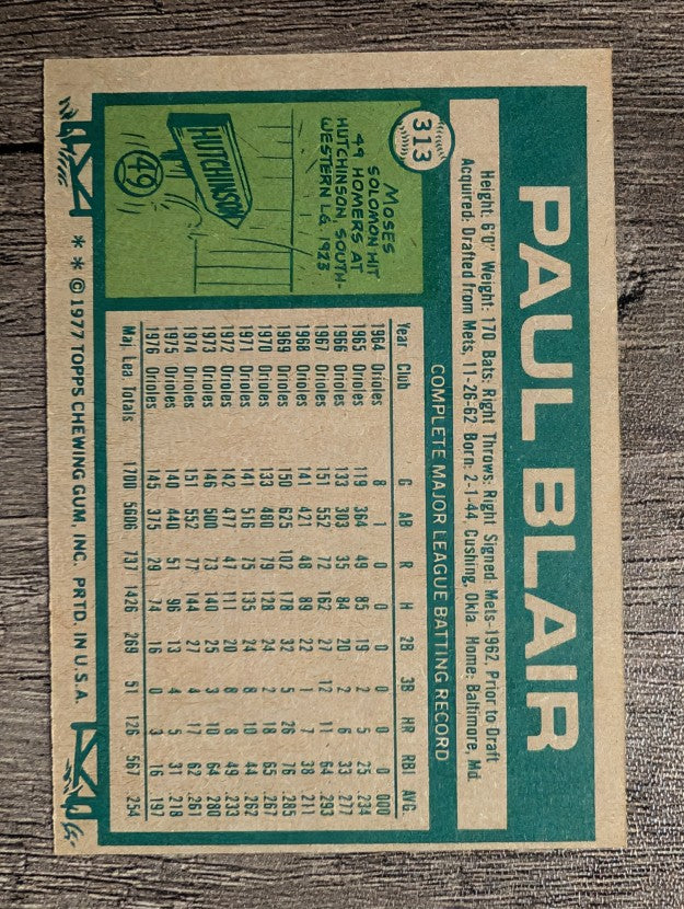 1977 Topps #313 Paul Blair (EXMT)