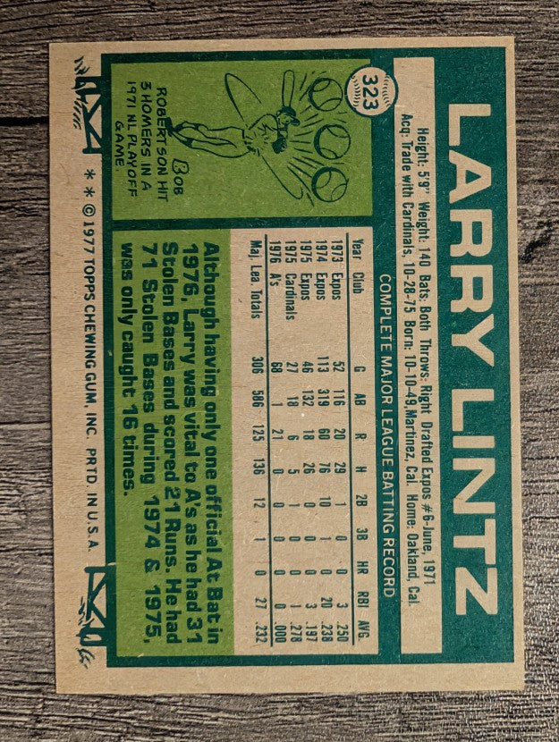 1977 Topps #323 Larry Lintz (NM)