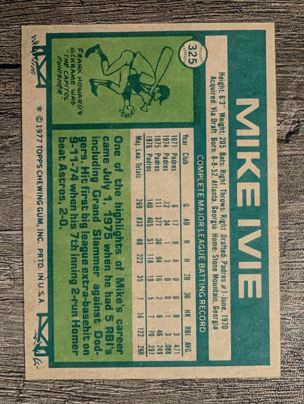 1977 Topps #325 Mike Ivie (NM)