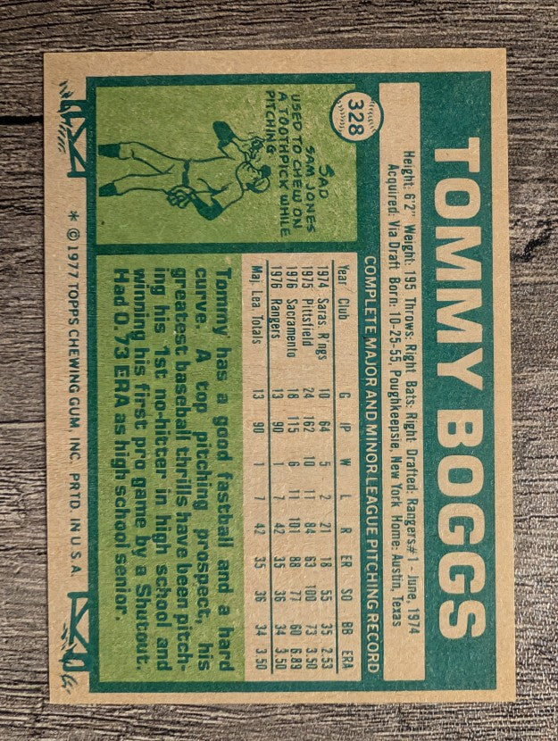 1977 Topps #328 Tommy Boggs RC (NMMT)