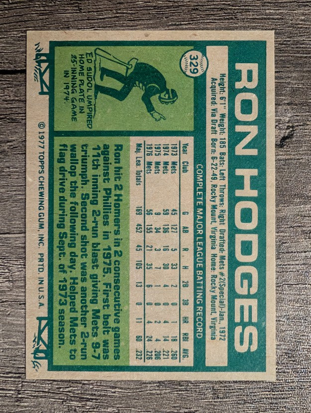 1977 Topps #329 Ron Hodges (NM)