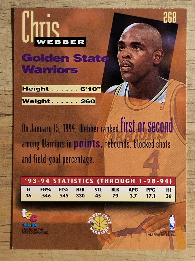 1993-94 Stadium Club #268 Chris Webber NW
