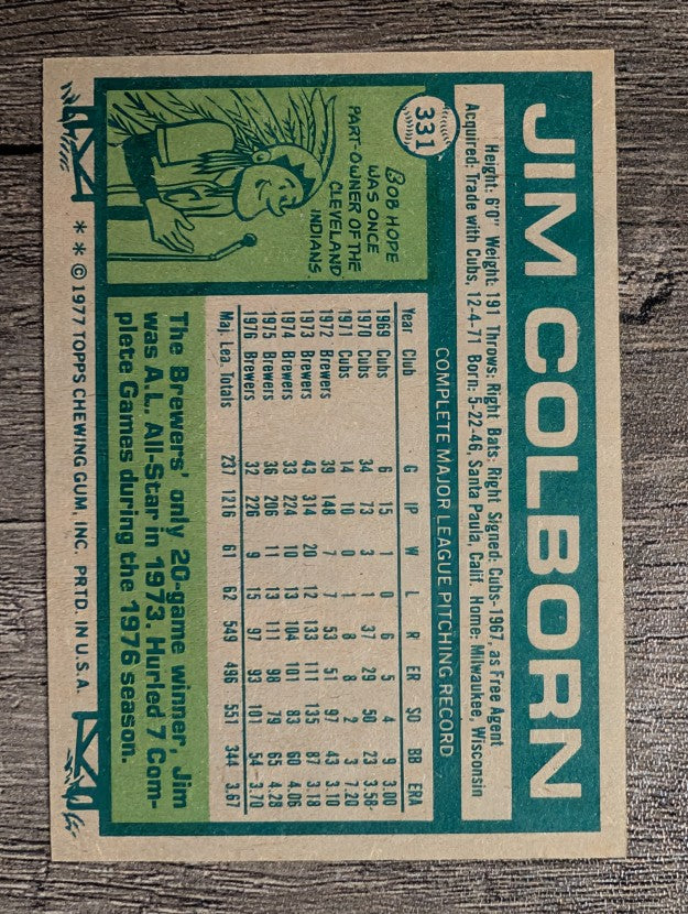 1977 Topps #331 Jim Colborn (EXMT)