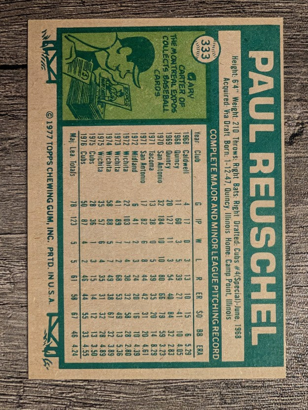 1977 Topps #333 Paul Reuschel RC (EXMT)
