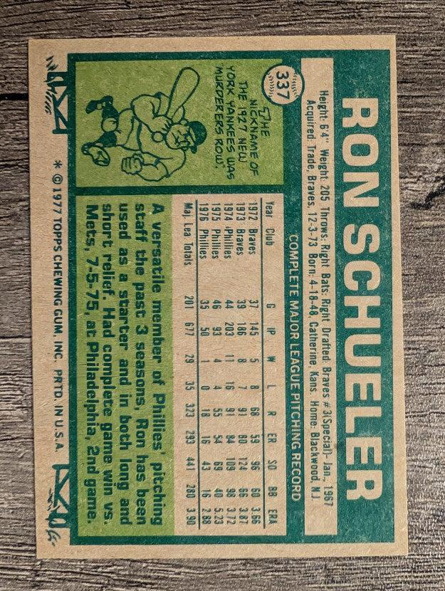1977 Topps #337 Ron Schueler (EXMT)