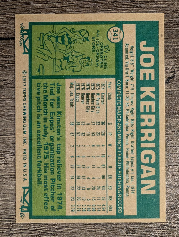 1977 Topps #341 Joe Kerrigan RC (EXMT)