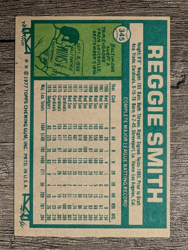 1977 Topps #345 Reggie Smith (EXMT)