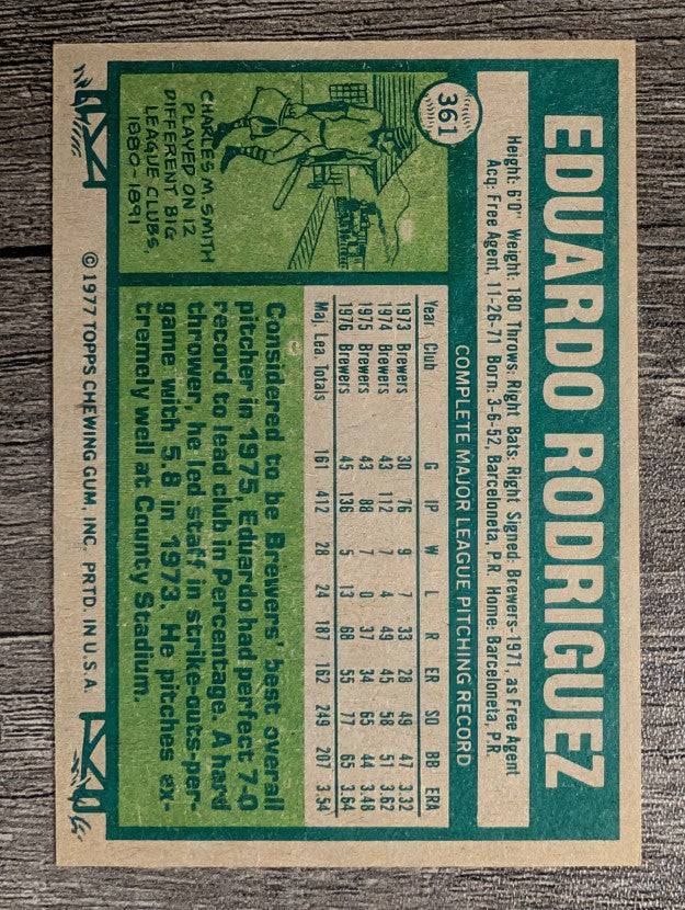 1977 Topps #361 Eduardo Rodriguez (EXMT)
