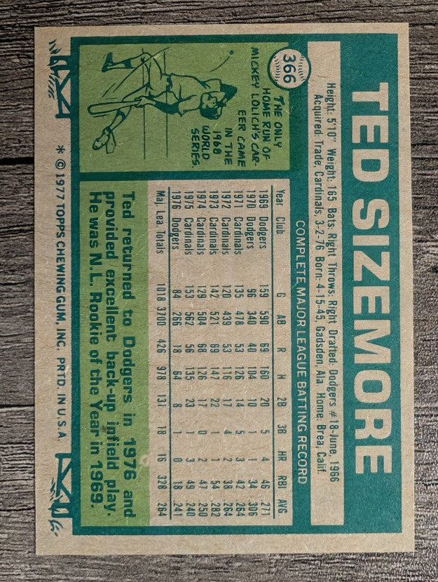 1977 Topps #366 Ted Sizemore (EXMT)