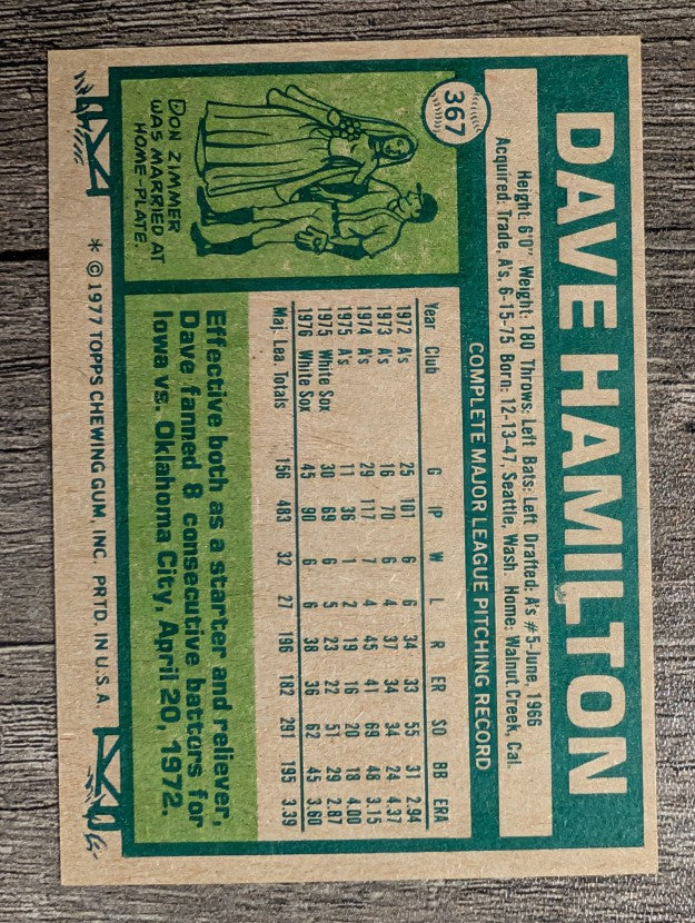 1977 Topps #367 Dave Hamilton (NM)
