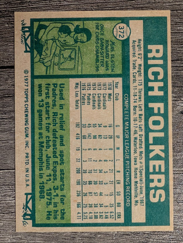 1977 Topps #372 Rich Folkers (NM)