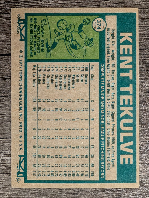 1977 Topps #374 Kent Tekulve (NM)
