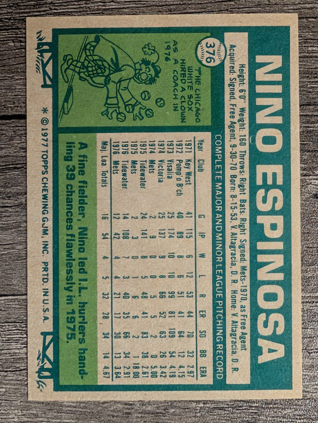 1977 Topps #376 Nino Espinosa RC (NM)
