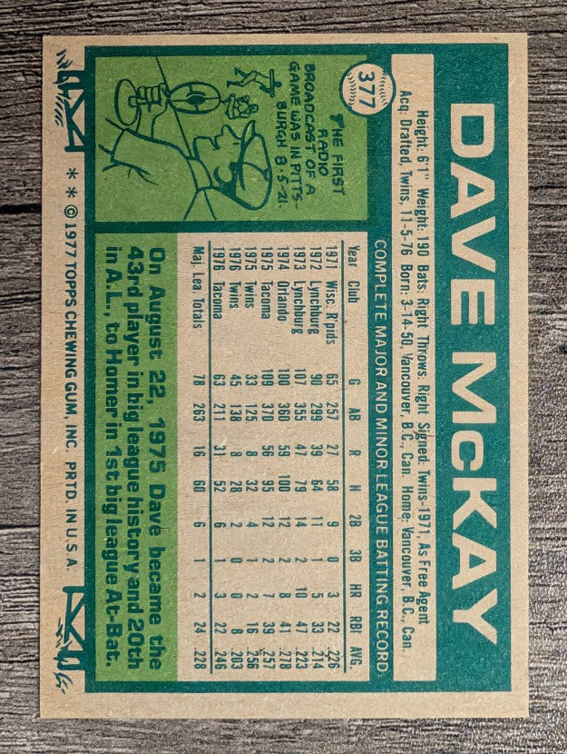 1977 Topps #377 Dave McKay (EXMT)