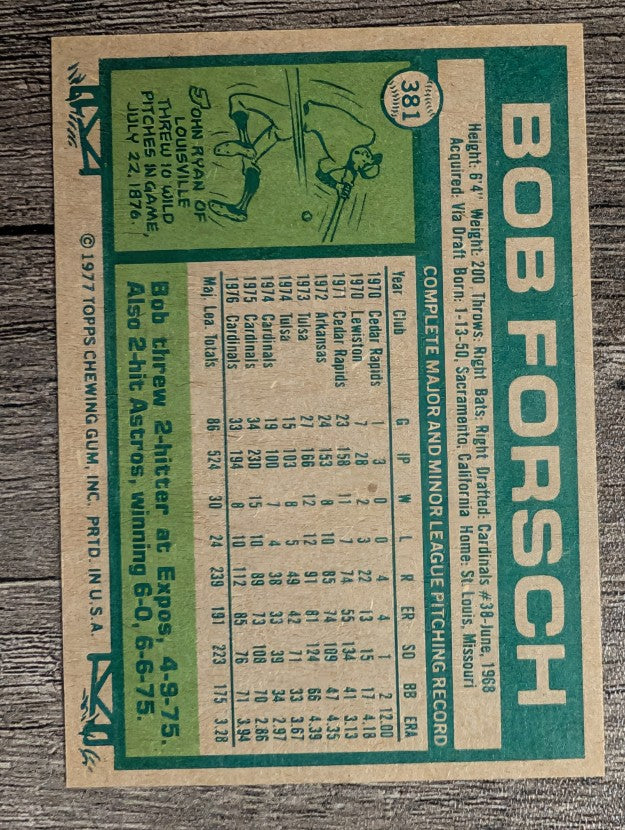 1977 Topps #381 Bob Forsch (NM)