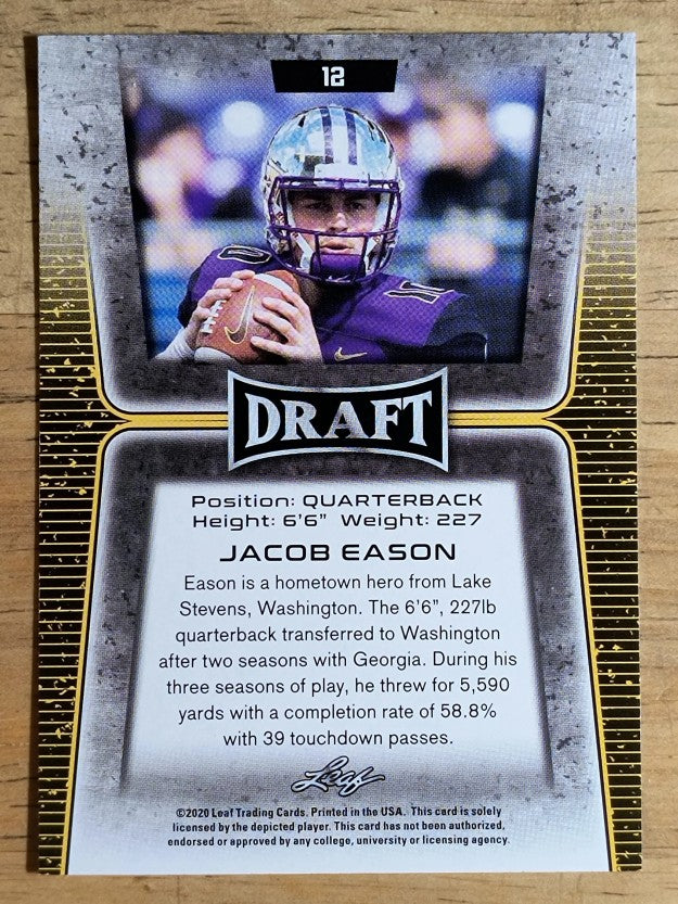 2020 Leaf Draft #12 Jacob Eason