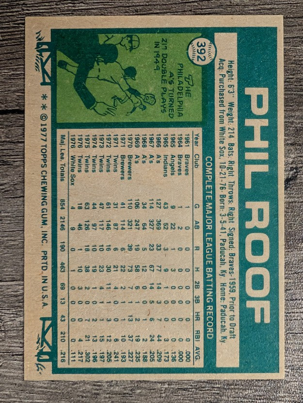 1977 Topps #392 Phil Roof (EXMT)