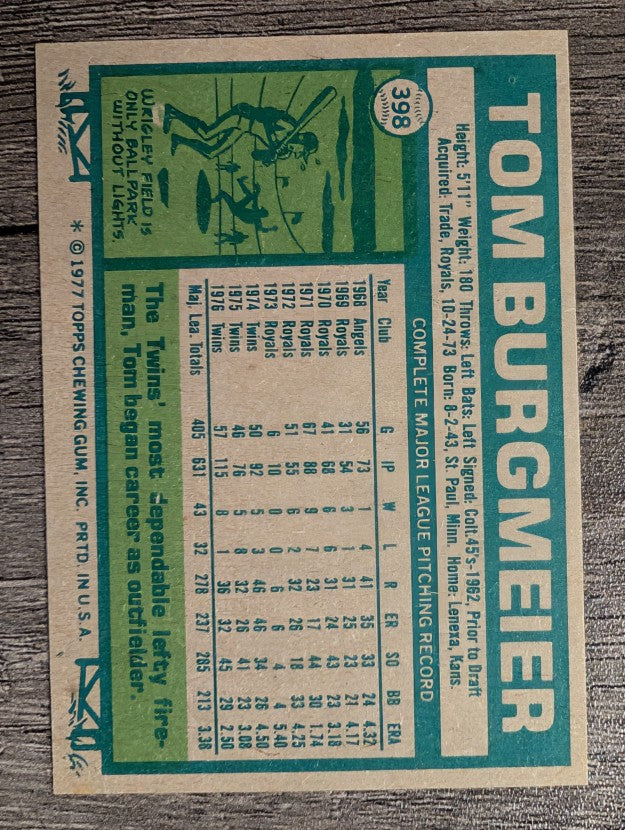 1977 Topps #398 Tom Burgmeier (EXMT)