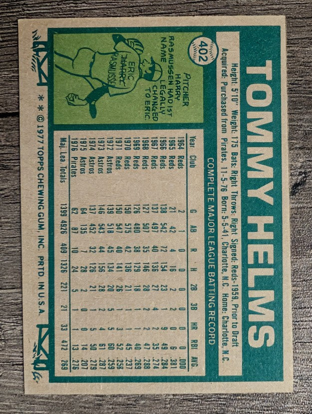1977 Topps #402 Tommy Helms (EXMT)