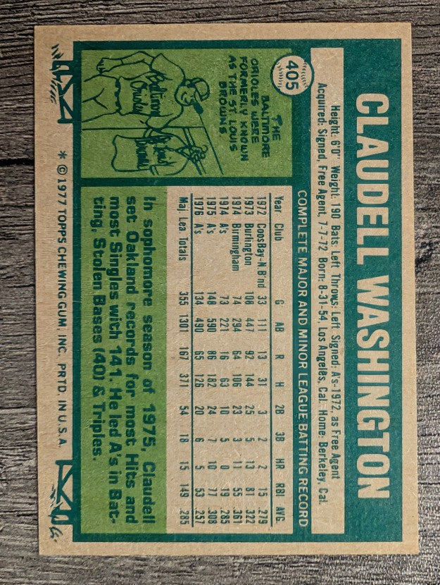 1977 Topps #405 Claudell Washington (EXMT)