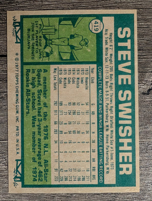 1977 Topps #419 Steve Swisher (NMMT)