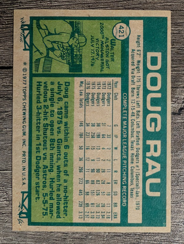 1977 Topps #421 Doug Rau (NMMT)