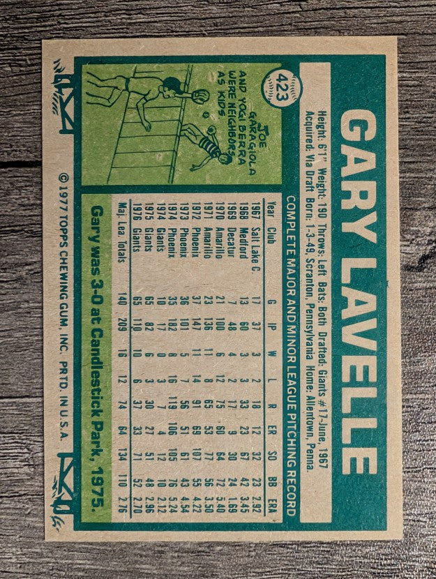 1977 Topps #423 Gary Lavelle (EXMT)