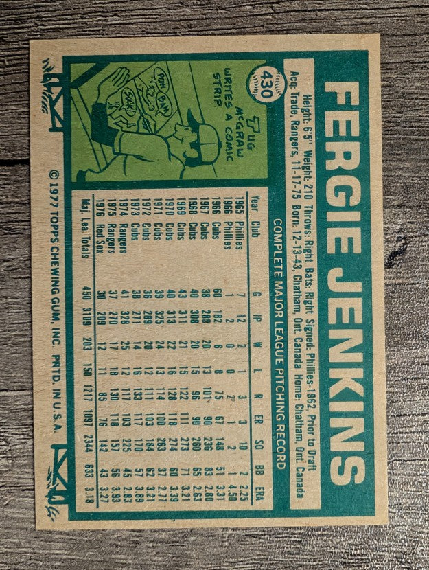 1977 Topps #430 Fergie Jenkins (EXMT)