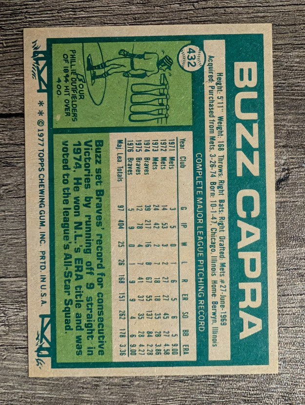 1977 Topps #432 Buzz Capra (NM)