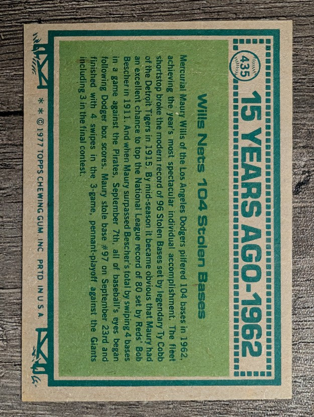 1977 Topps #435 Maury Wills TBC (EXMT)